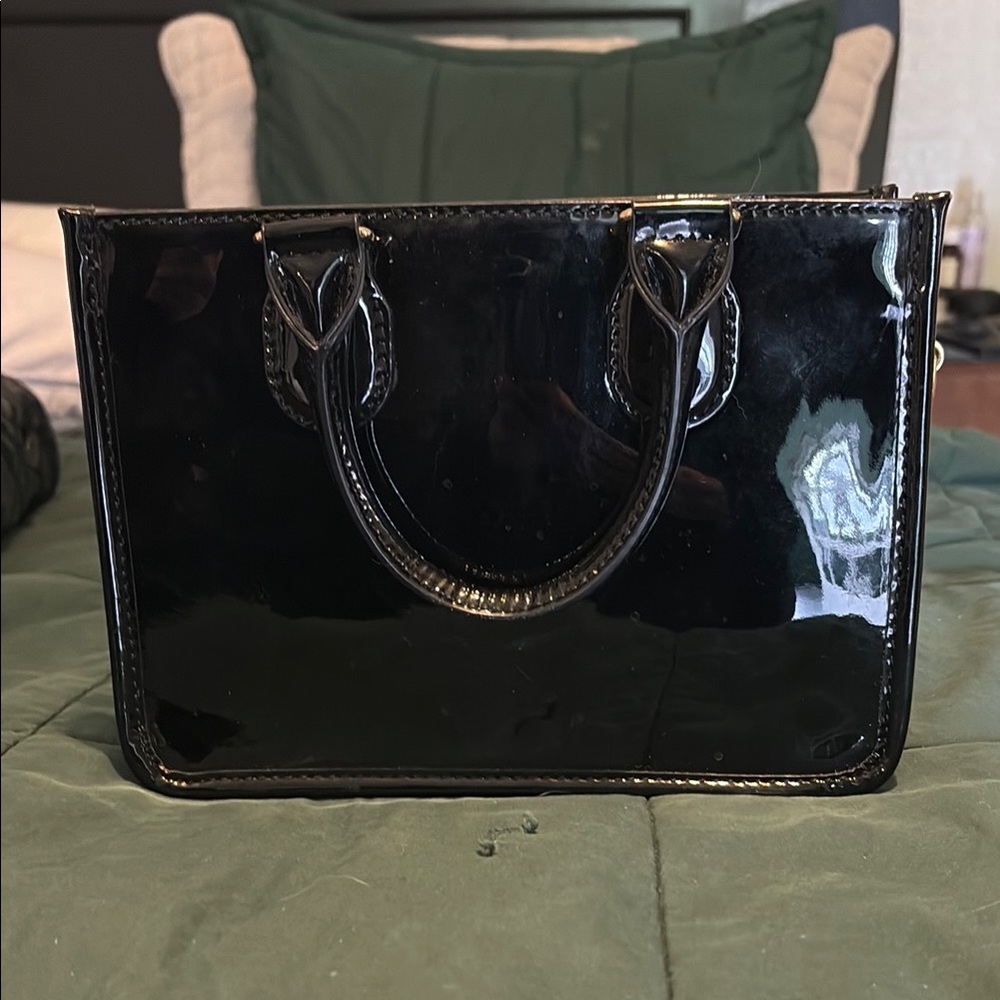 JCrew Black Patent Leather Handbag